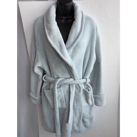 Amari Baby Dust Blue Plush Bathrobe Kimono One Size Belted Spa Bath - Picture 1 of 12